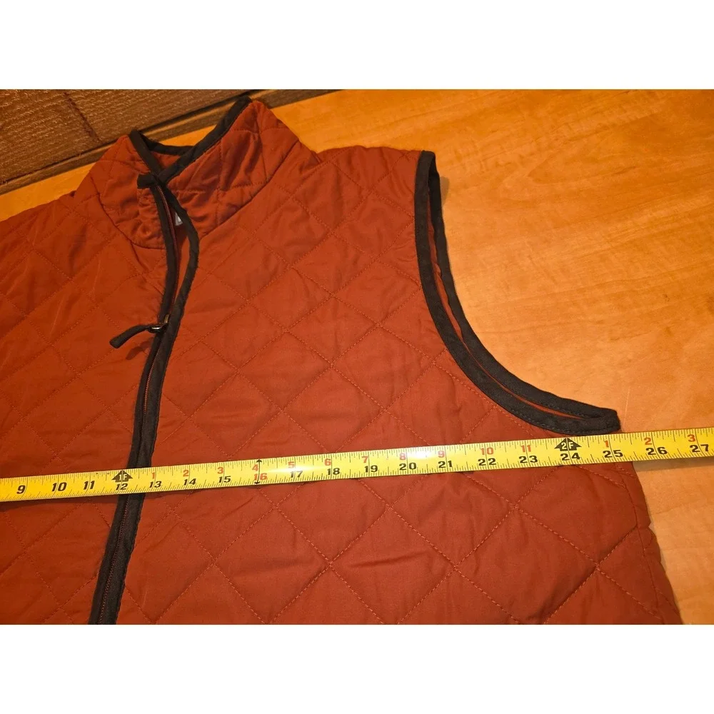Field & Stream Mens XL Quilted Vest Rust Orange Full Zip Padded Outdoor Gilet